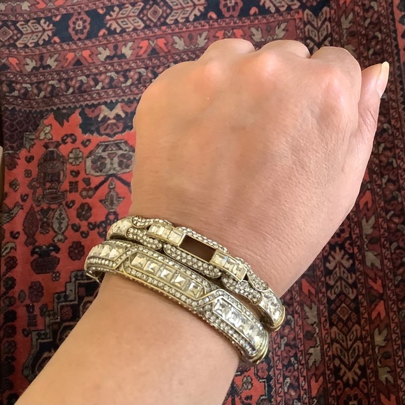 Heidi Daus Set Crystal Hinged Bangle Bracelets Clear SZ M - Picture 13 of 14